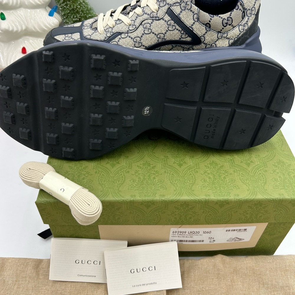 Gucci men's Rython GG  Supreme monogram trainers size 12.5 made in Italy - Picture 7 of 10